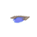 Outdoor Architectural Component With Wooden Deck Fence Railing And Pool Area Lighting