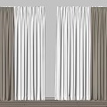 Elegant Textured White and Brown Curtains for Modern Home Window Decor 3d model