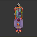 Colorful Mobile Food Cart With Steam Top Vibrant Decorations And Street Snacks