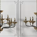 Vintage Gold And Black Chandelier With Multiple Candle Shaped Arms Design