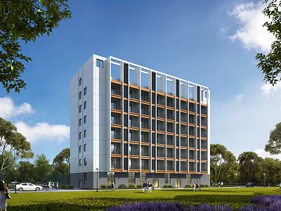 Aerial Planning Of Modern Multistory Building With Green Space Trees And Residential Environment 3d model
