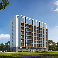 Aerial Planning Of Modern Multistory Building With Green Space Trees And Residential Environment