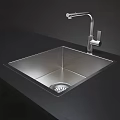 Modern Stainless Steel Kitchen Sink with Faucet and Dark Countertop Design