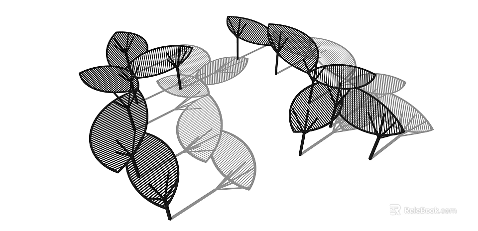 Leaf Shaped Outdoor Canopy With Metal Frame And Decorative Shade Structure 3d model 