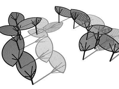 Leaf Shaped Outdoor Canopy With Metal Frame And Decorative Shade Structure 3d model