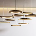 Multiple Modern Circular Chandeliers With Metallic Frames And Warm Lighting In Contemporary Design 3d model