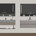 Modern Bathroom Vanity Design With Double Cabinets Mirrored Doors Storage Drawers And LED Lighting