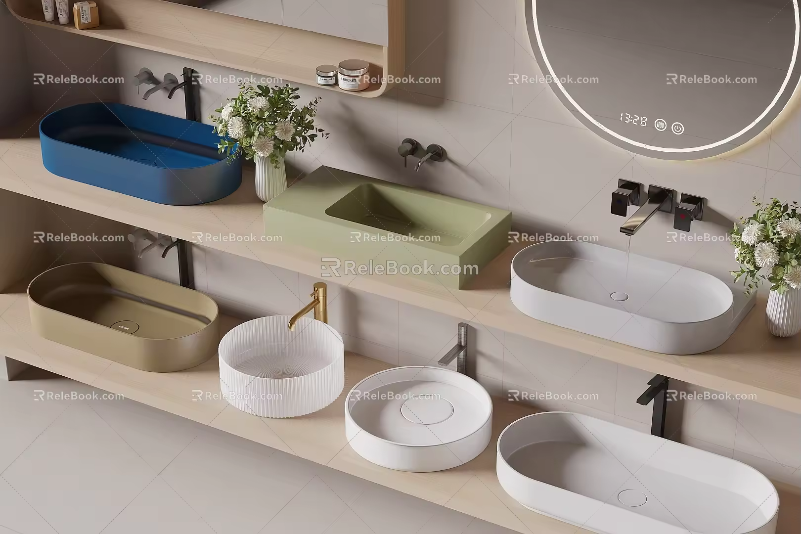 Basin wash basin counter basin faucet washbasin mirror 3d model