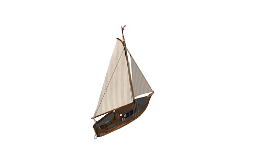 Sailing boat, fishing boat, wooden boat, ancient boat, small wooden boat, sloop 3d model