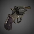 Vintage Revolver With Metal Construction And Dark Red Detailed Grip