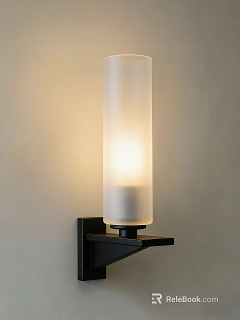 Modern Wall Lamp With Frosted Glass Shade Black Base And Warm Light 3d model 