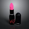 Vibrant Pink Lipstick With Smooth Black Casing And Brand Logo Design