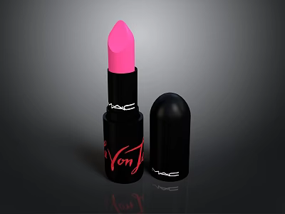 Vibrant Pink Lipstick With Smooth Black Casing And Brand Logo Design 3d model