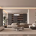 Modern Open Living Dining Room Interior With Sofa Coffee Table Pendant Lights Decorative Plants
