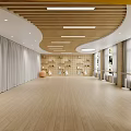 Spacious Dance Studio For Fitness With Wooden Floor And Curtains