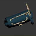 Stylish Turquoise Handbag With Gold Chain Strap And Decorative Metal Clasp