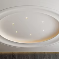 White Modern Oval Ceiling Design With Recessed Lights And Cove Lighting