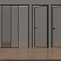 Modern Hinged Glass Doors With Black Frames In Minimalist Interior Design 3d model