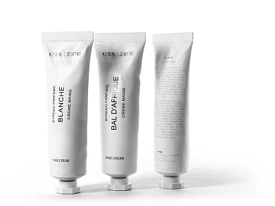Bathroom Accessories Three White Tube Vanity Cream Containers With Labels 3d model