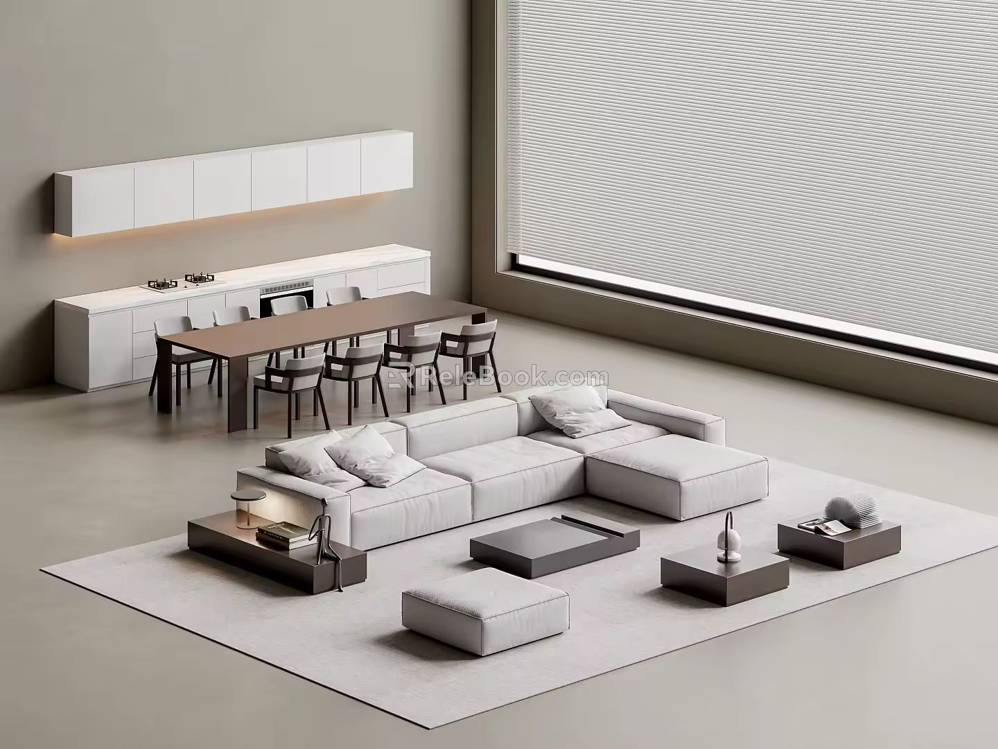Modern sofa coffee table combination 3d model