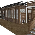 School Building with Wooden Structure Large Windows Solar Panels Staircase and Balcony