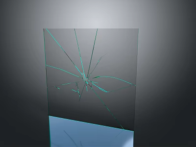 Broken Glass Household Item With Shattered Cracked Surface For Daily Use 3d model