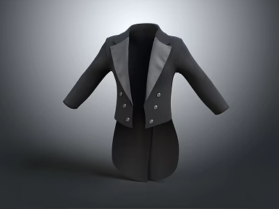 Black Formal Tuxedo With Double Breasted Buttons And Satin Lapel Design 3d model