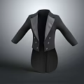 Black Formal Tuxedo With Double Breasted Buttons And Satin Lapel Design