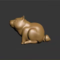 Golden Cat Decorative Statue With Metallic Shiny Surface On Dark Background 3d model