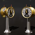 Golden And Silver Clock Models With Black Dials Roman Numerals And Silver Bases 3d model