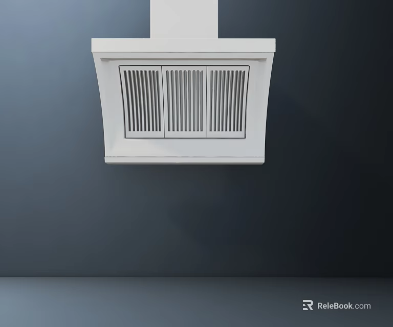 Functional Desk In Modern Kitchen With Range Hood And Storage Features 3d model 