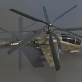 Realistic Army Military Helicopter With Camouflage Paint Rotors And Landing Gear