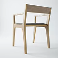 Elegant Modern Wooden Armchair With Gray Upholstery And Minimalist Design