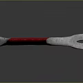 Metal Crowbar Tool With Red Handle Curved Head And Sharp Tip