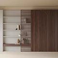 Modern Bookcase Interior Design With White Shelves And Wooden Cabinet Doors