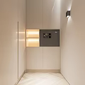 Modern Entrance Hall Design With Marble Floor Staircase Storage Cabinets And Lighting Fixture