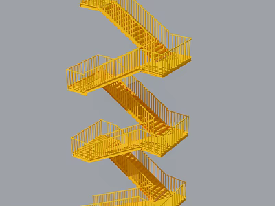 Modern Yellow Spiral Staircase Interior Design With Metal Railings And Sleek Structure 3d model