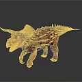 Red Triceratops Dinosaur Model With Black Horns And Spiked Back Structure