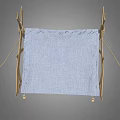Simple Handmade Outdoor Tent With Wooden Frame And Light Blue Fabric Cover