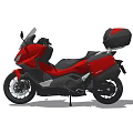 Red Modern Touring Motorcycle With Black Accents And Rear Storage Case