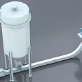 Industrial Equipment For Material Handling With White Storage Tank Conveyor System Blue Motor