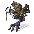 Haunted Monster Hand With Stacked Houses And Glowing Windows Clawed Form