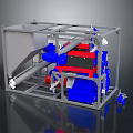 Industrial Tire Manufacturing Machine With Metal Frame And Blue Red Components