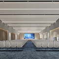Modern Conference Room Interior Design With Large Display Ceiling Lights And Arranged Seats