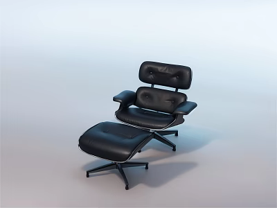 Modern Black Leather Office Chair with Matching Ottoman Ergonomic Design for Comfortable Workspace 3d model