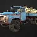 Vintage Blue Milk Tanker Truck Model With Rusty Exterior Details