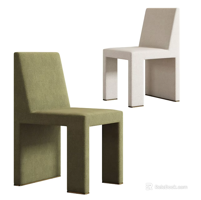 Modern Leisure Accent Chairs In Green And White With Geometric Leg Design Style 3d model 