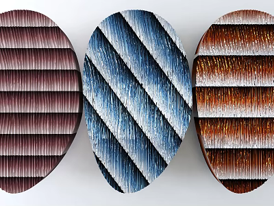 Modern Oval Shaped Wall Decor With Striped Textures In Brown Blue And Gold Tones 3d model