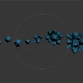 Blue Crystal Decorative Ornament Set with Various Sizes Unique Shapes on Dark Reflective Surface