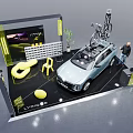 Stylish Modern Exhibition Tables and Chairs With Bright Yellow Design for Trade Show Display Areas